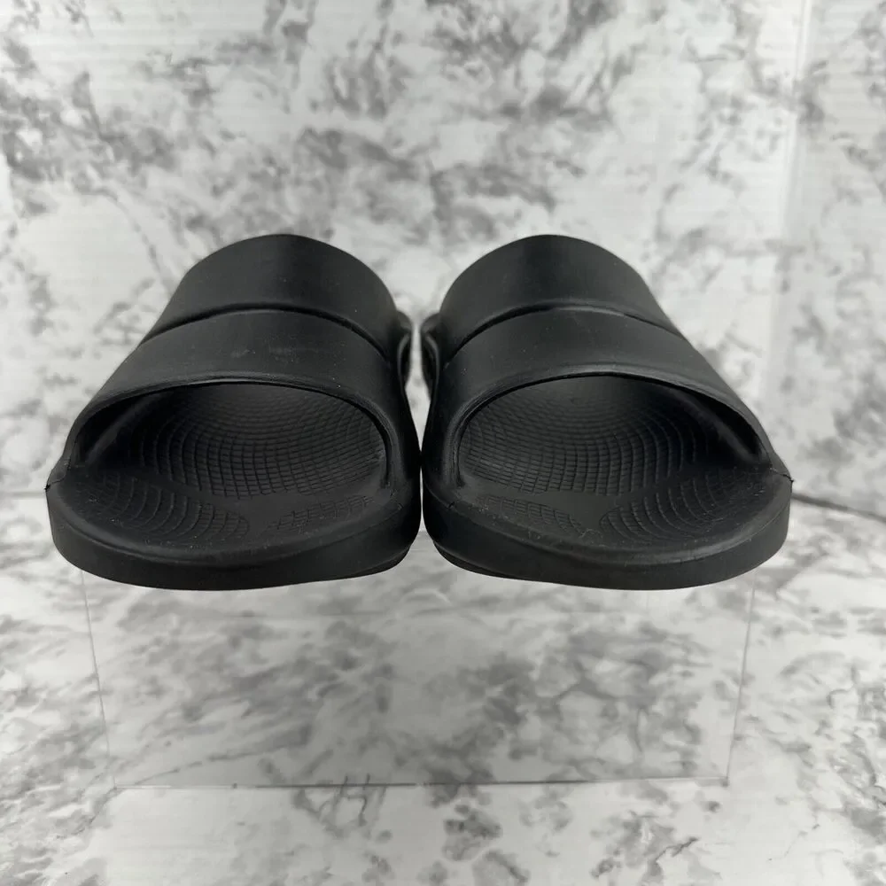 Oofos Ooahh Recovery Slide Sandals Size M 9 W 11 Solid Black‎ Rubber Slip On
